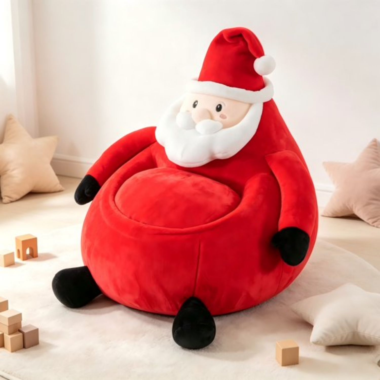 Kids Christmas Bean Bag Chair, Lazy Sofa With Removable Cushion, Soft Comfy Couch For Bedroom Living Room Holiday Decoration image 7