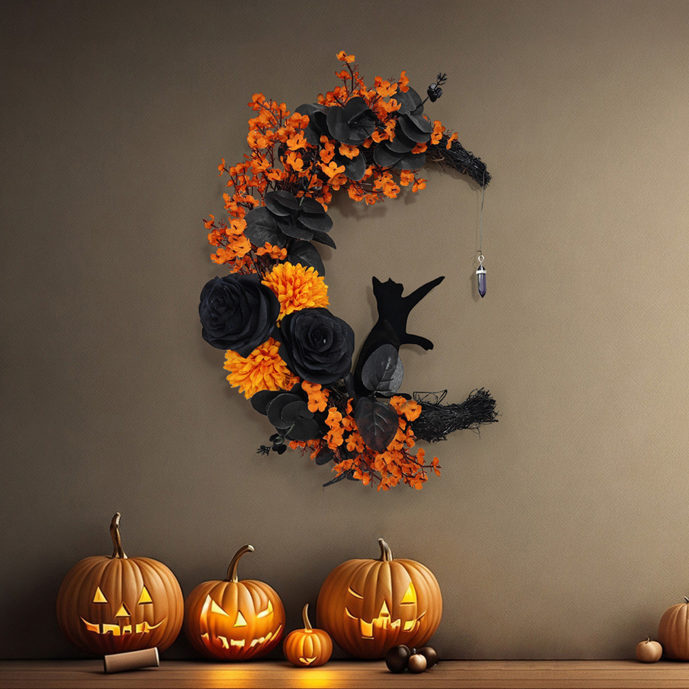 Halloween moon cat garland ornaments (picture color-garland