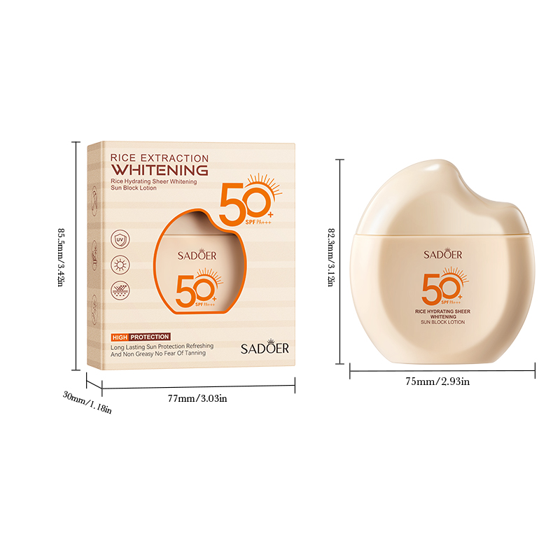 SADOER Rice Moisturizing Transparent Whitening Sunscreen Lotion SPF50 PA 60g