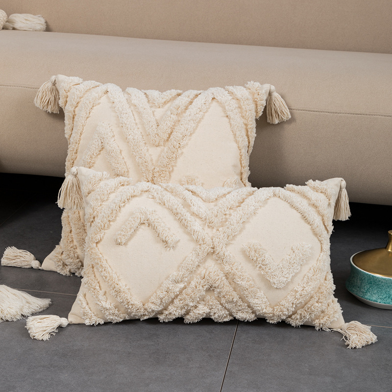 Home Fashion Bohemian Cotton Tufted Embroidery Pillowcase — image 1