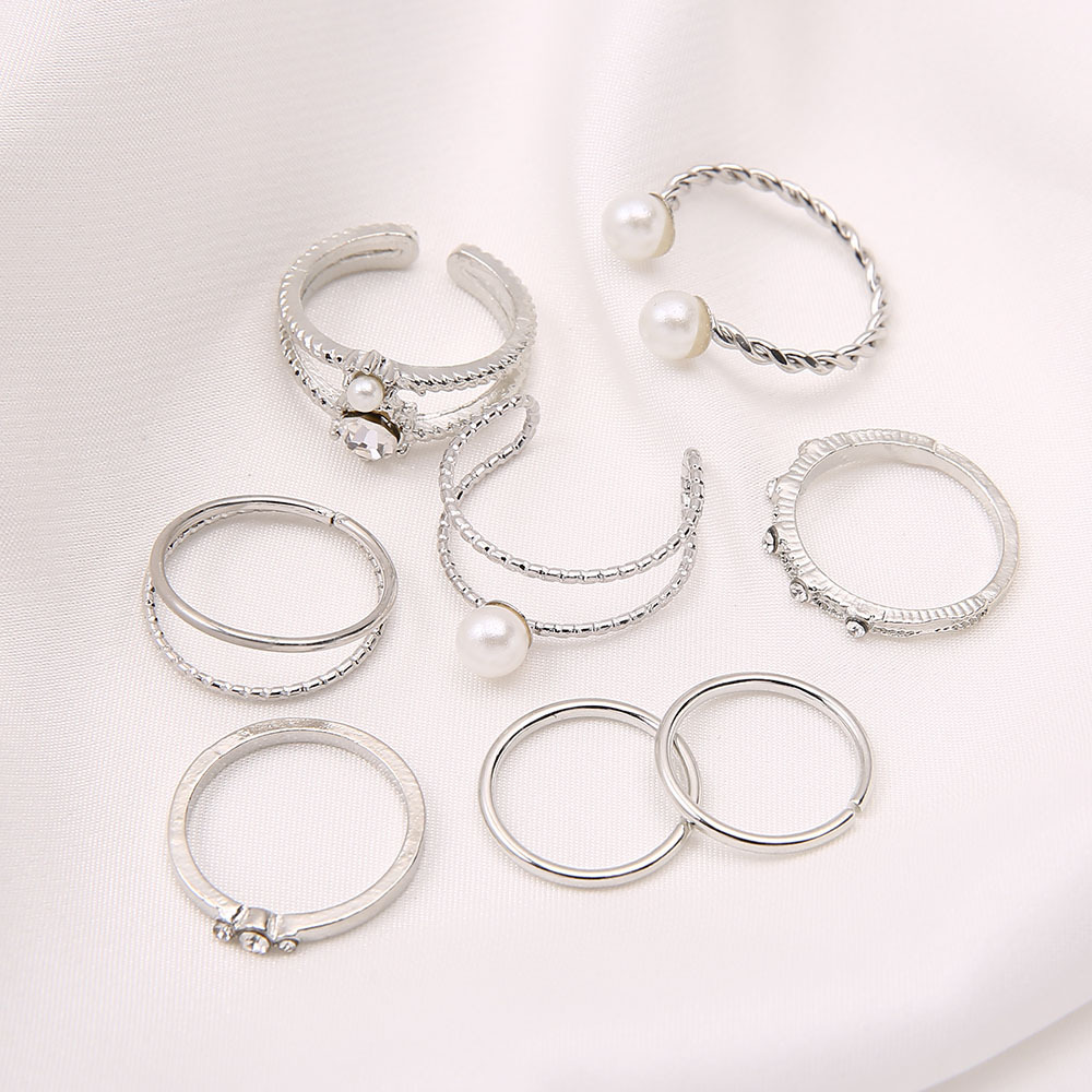 Pearl Ring Opening Adjustable Simple Ring With Diamond Super Fairy Joint Ring