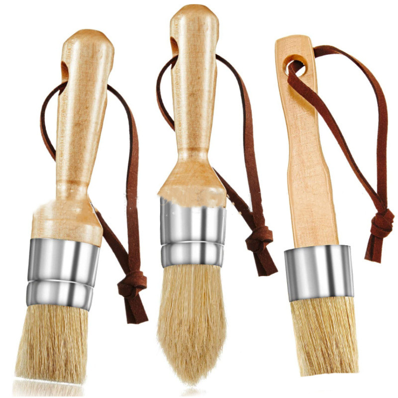 Title 4, Beech Handle Round Paint Brush 3-piece set. Per...