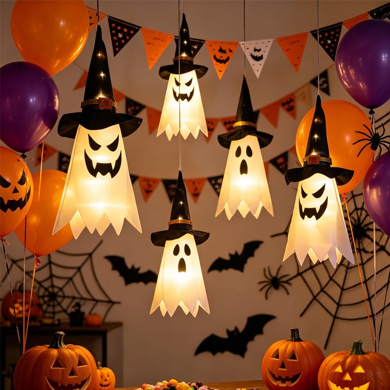 3 & 6x Halloween LED Ghost Witch Hat Light Outdoor Garden