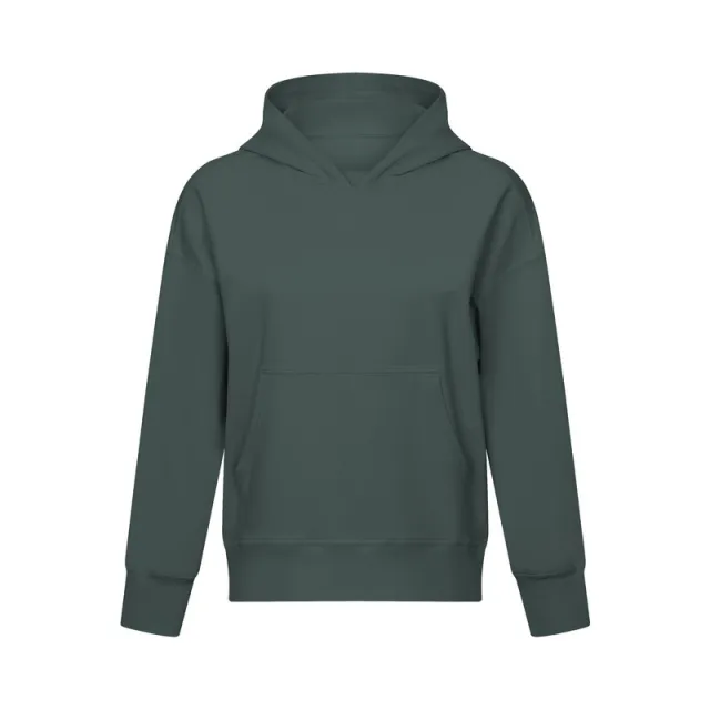 Solid Color Loose Drop Shoulder Pullover Hooded Sweatshirt Green - Shop at LoveMi