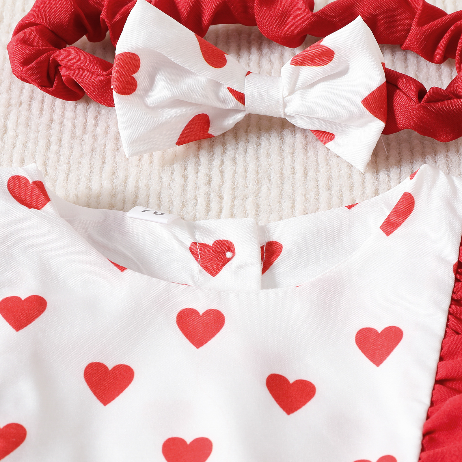 Love Printed Auricle Lace Triangle Romper