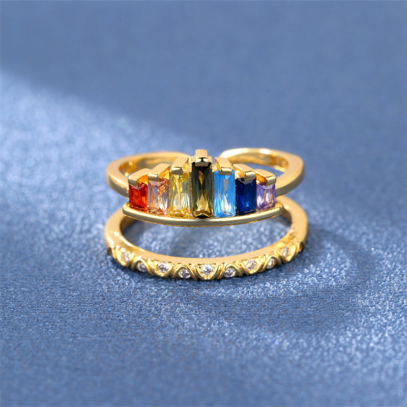 Title 4, Dames Mode Micro Zirkonia Regenboog Kroon Ring,...