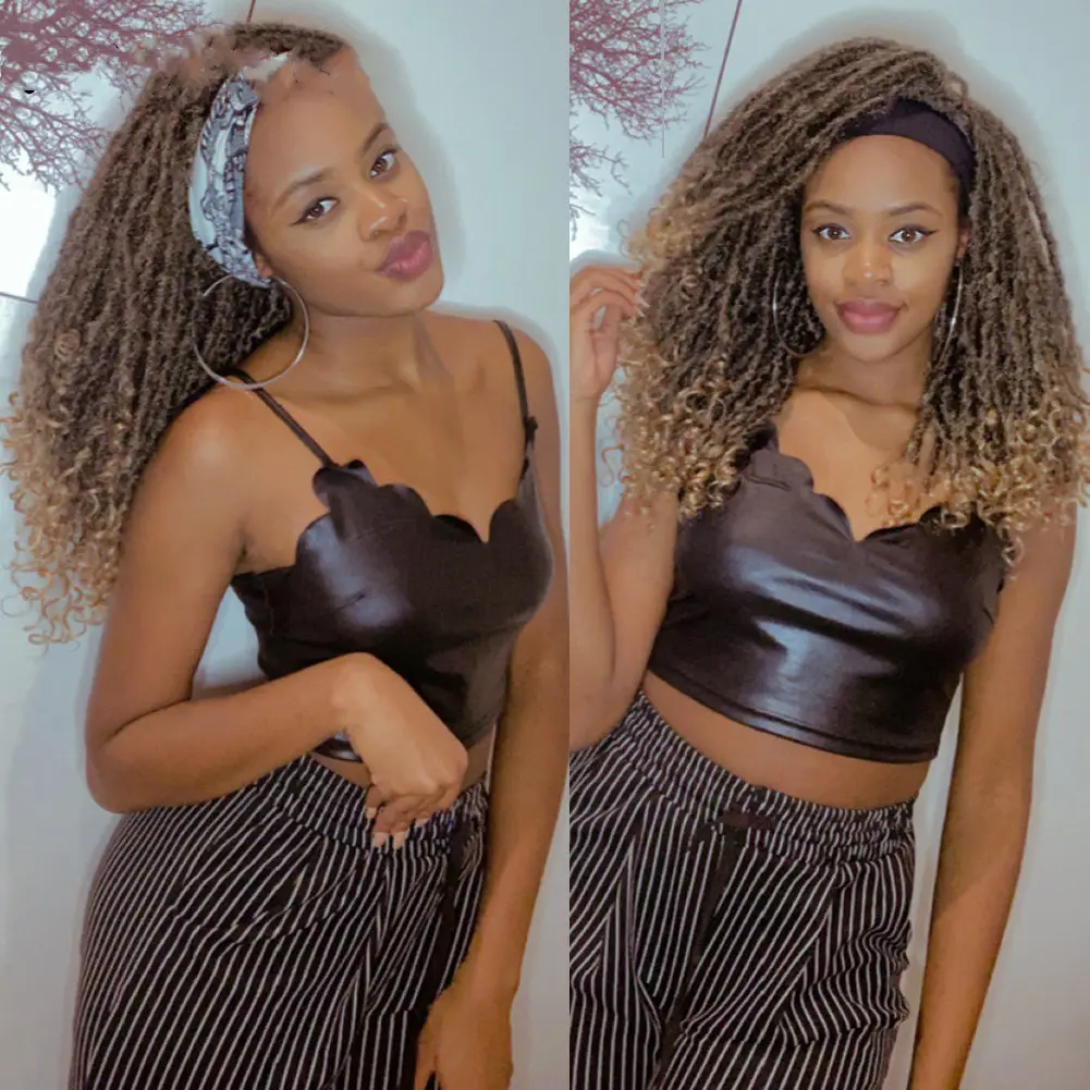 Ribbon Long Curly Crochet Hair Wig Head