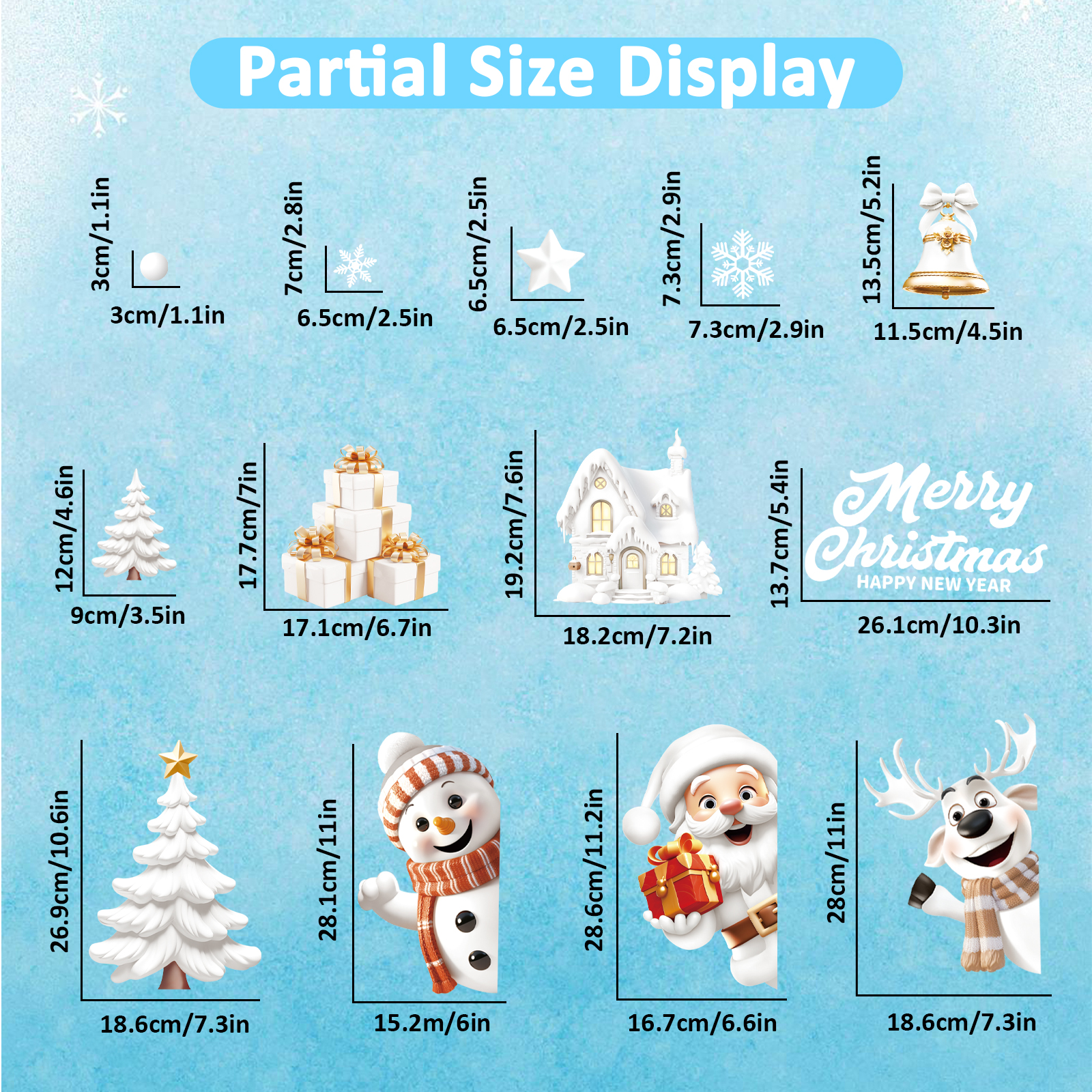 Inreeme Christmas Window Stickers Decorations - 146Pcs Xmas Snowflake Reusable — image 6