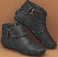 Ankle Boots Women Zipper Flat Shoes - Black - View 1