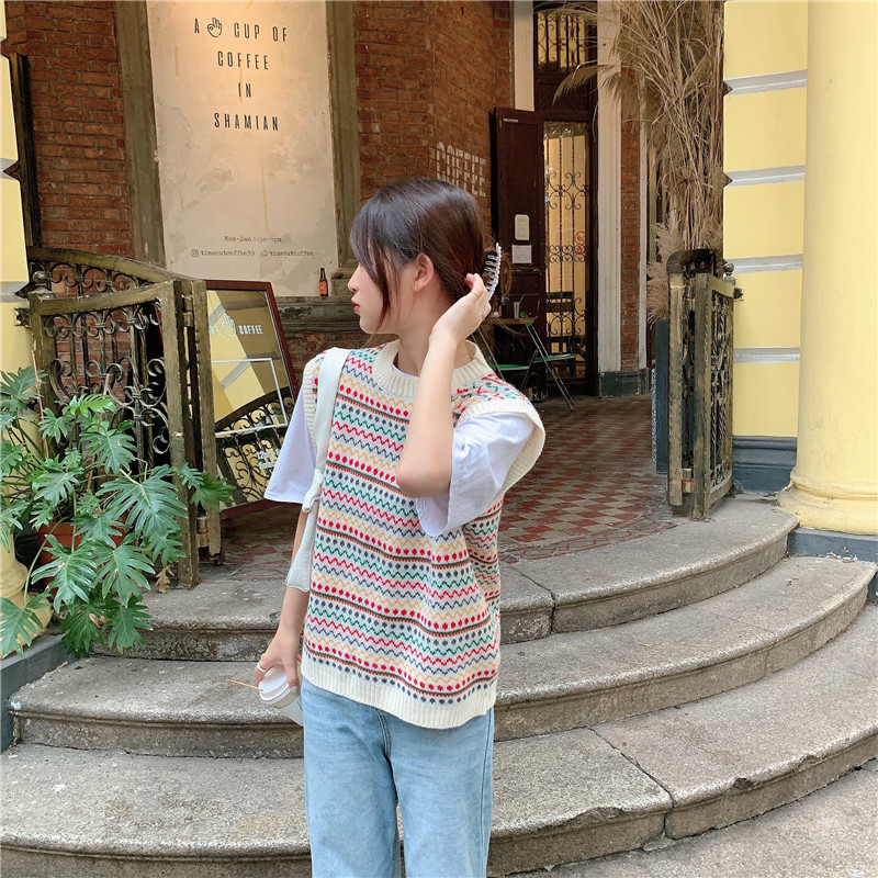 Title 5, New Round Neck Knitted Outer Vest