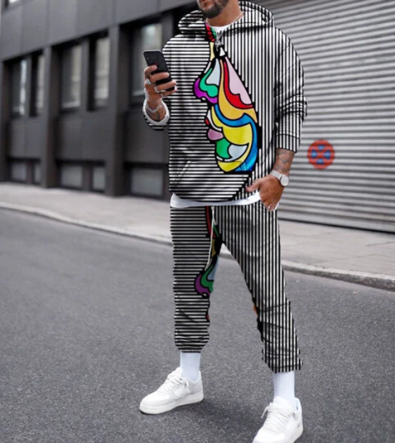 Fashion Brand Men's Hooded Personality Printing Loose Casual