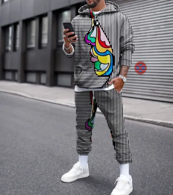 Fashion Brand Men's Hooded Personality Printing Loose Casual