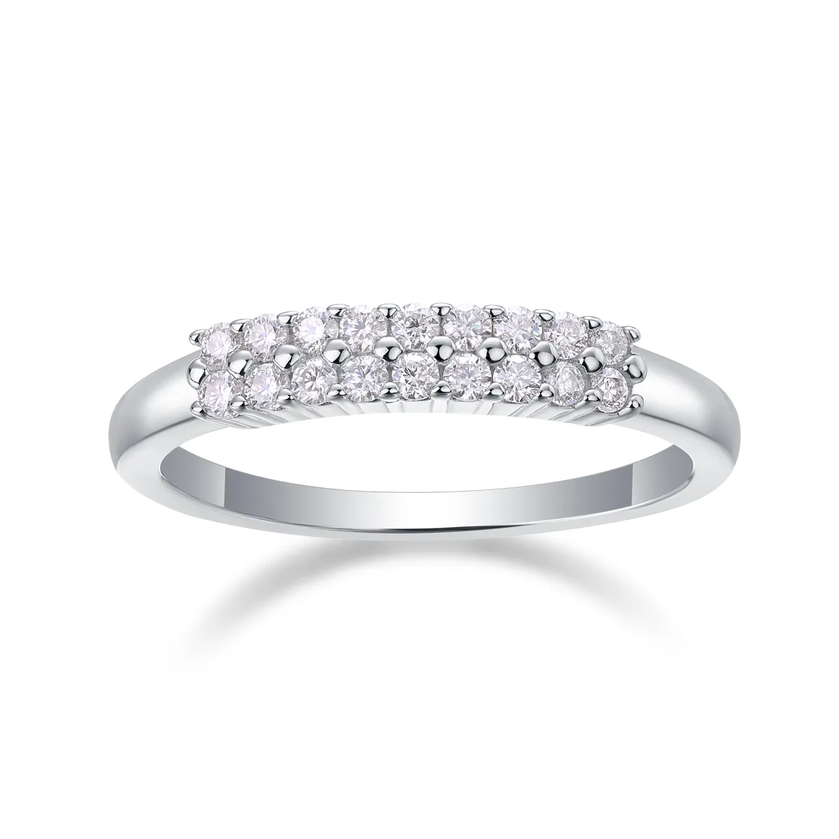 S925 Silver 2.1g Platinum Plated Moissanite Ring