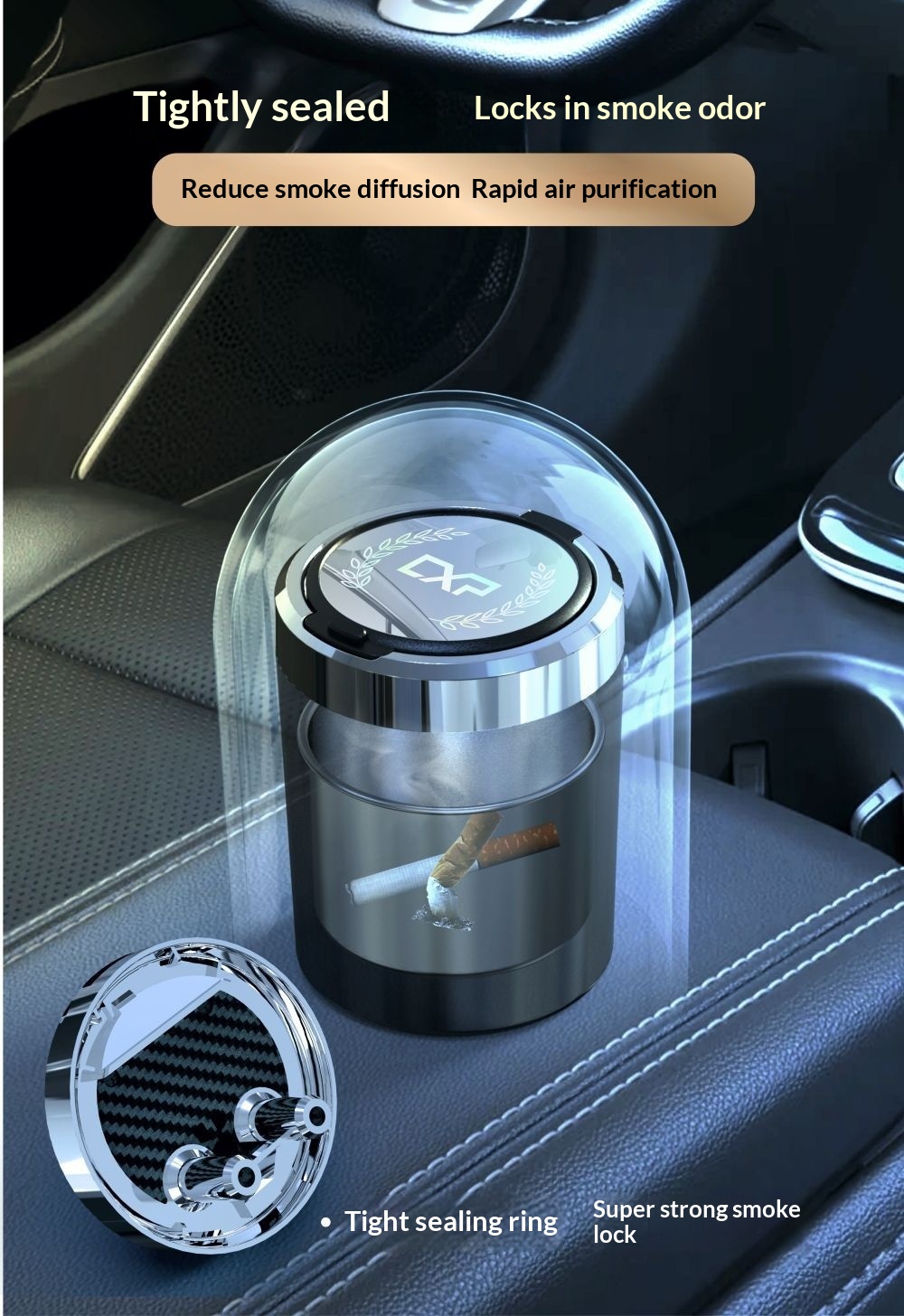 LED One-Button Openable Car Ashtray 9