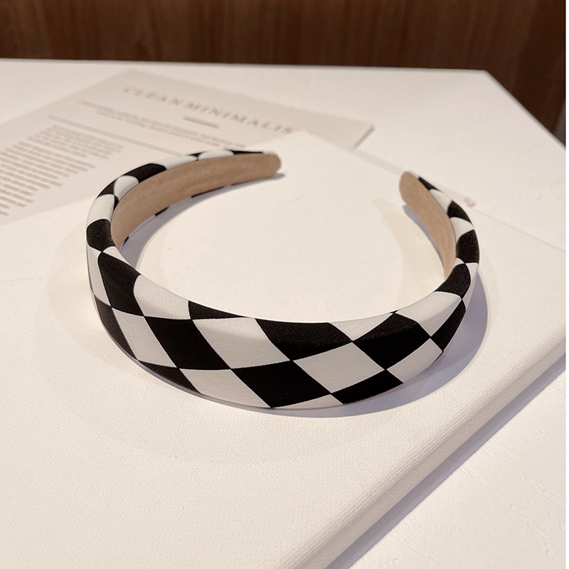 Hair Tie Black And White Plaid Headband All match Hair Accessories 3Cm Checkered Headband - Shop at LoveMi