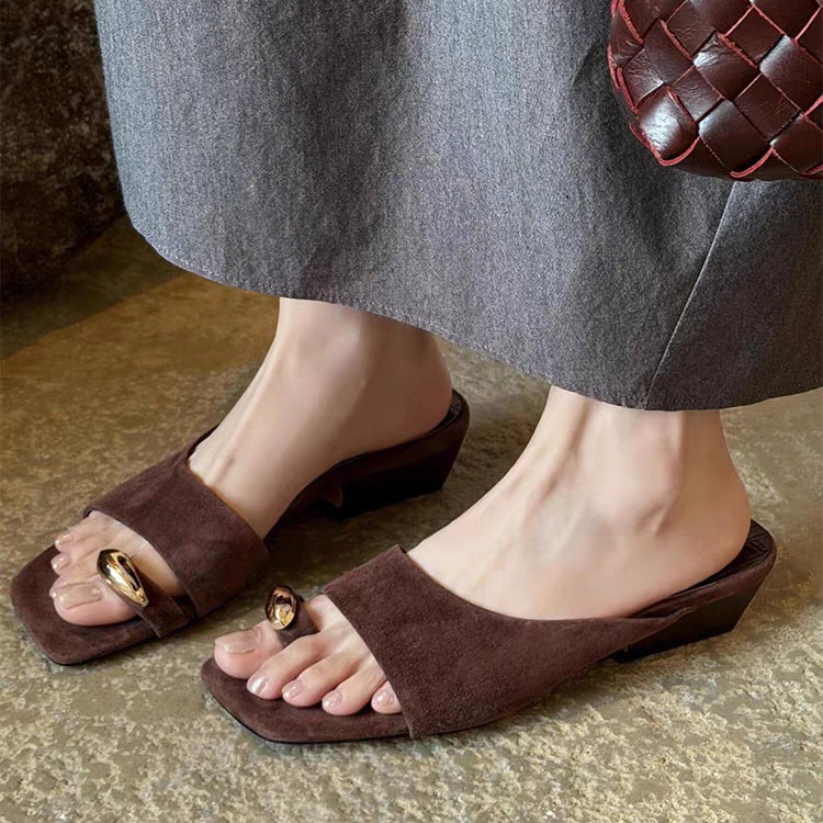 Suede Toe-Loop Slide Sandals, picture 3 of 4