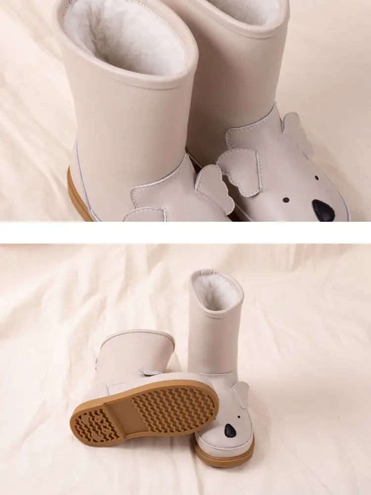 Cartoon Animals Children snow boots Genuine Leather rabbit