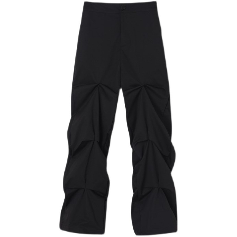 Title 4, Dark Designer Pleated Casual Pants Mens Loose ...