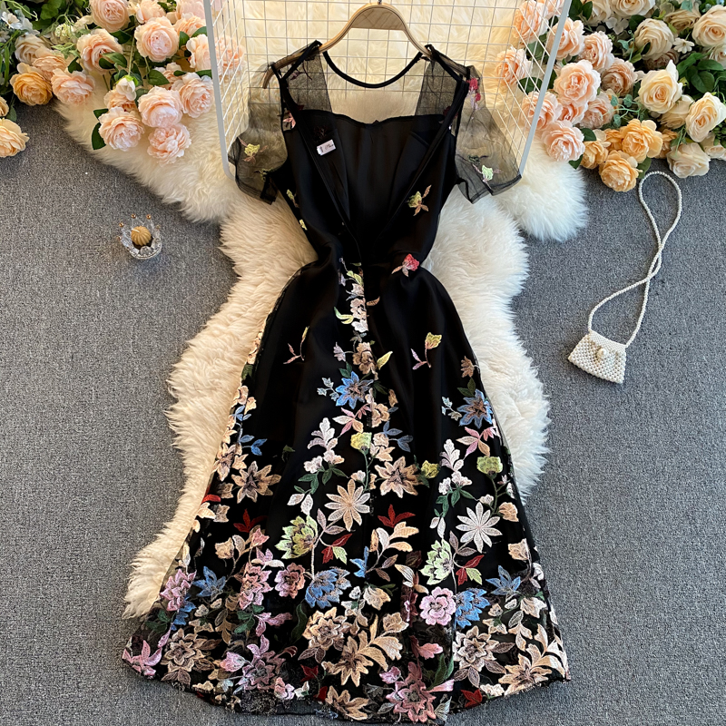 Embroidered A-Line Dress