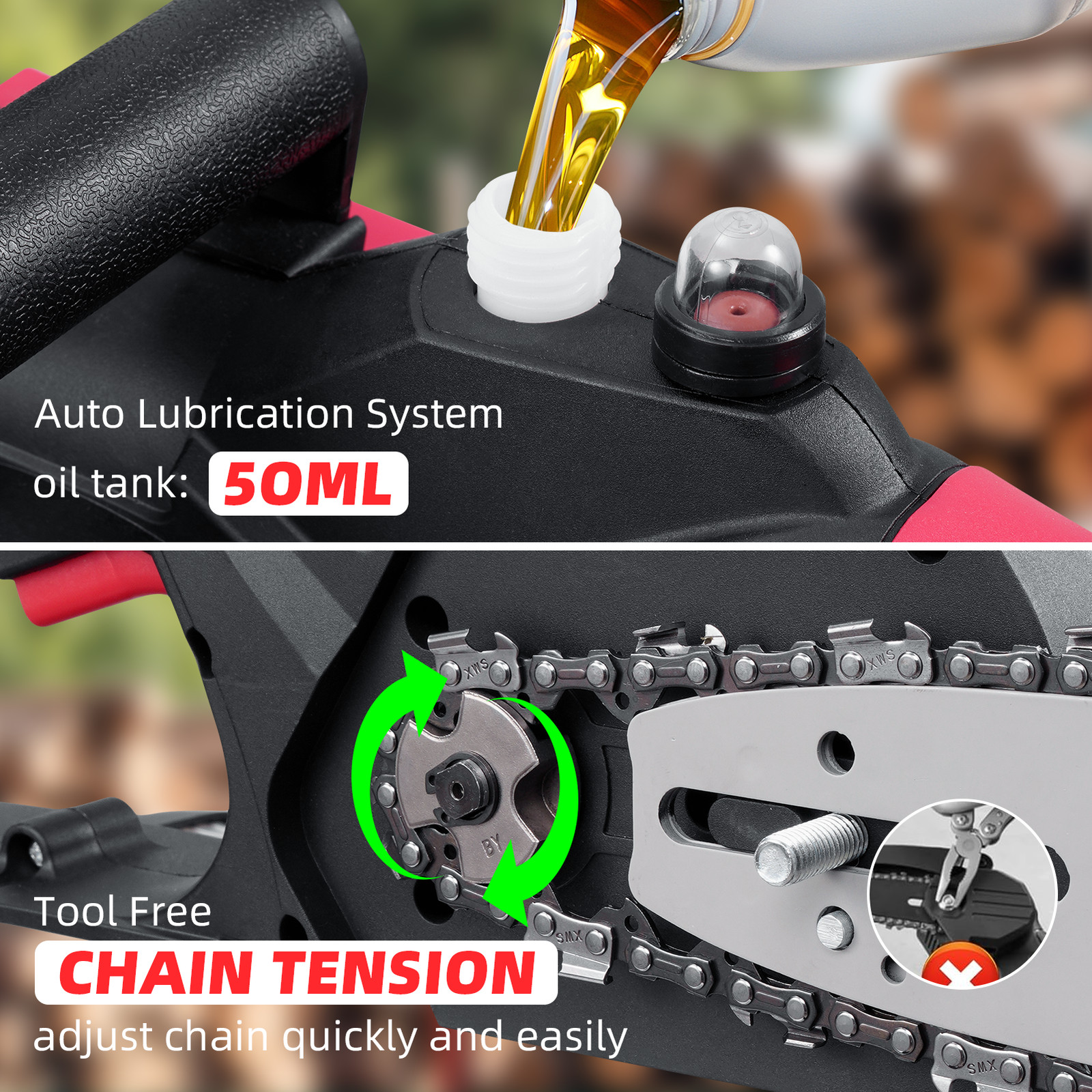 12 Inch Cordless Chainsaw,Electric Handheld Wood Cutter   Battery For  21V