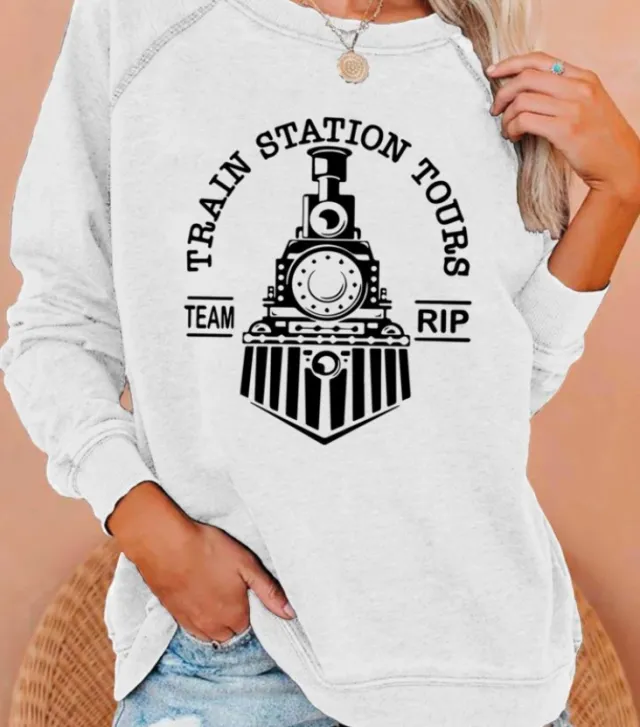 Women's Long Sleeve Printed Raglan Round Neck Sweater 3 Style 4Xl - Shop at LoveMi