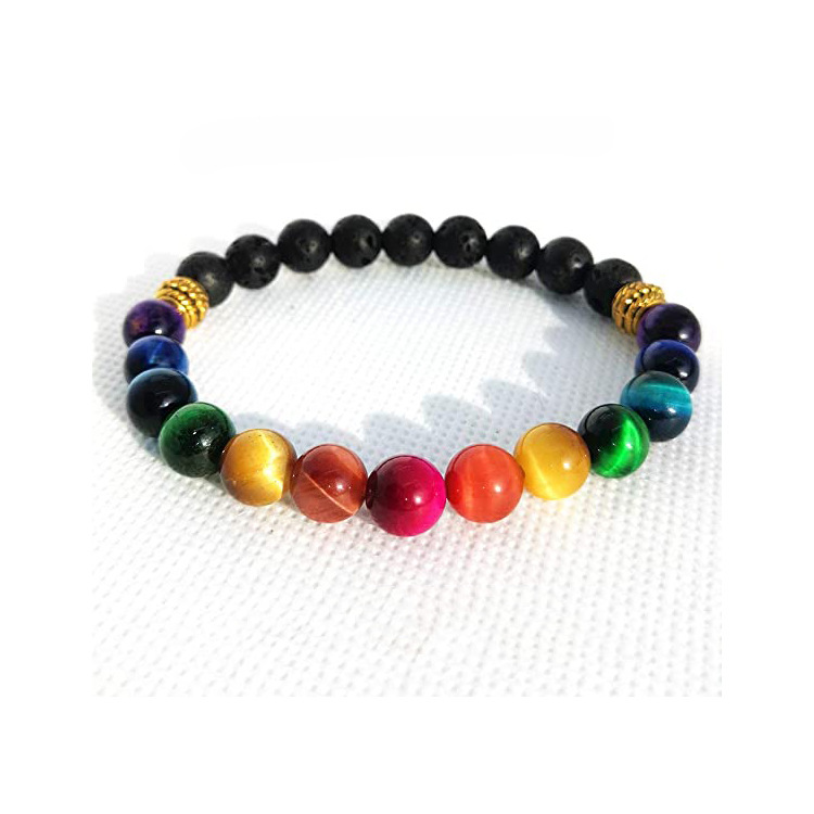 Title 1, Unisex Natural Stone New Colorful Tigereye Volc...