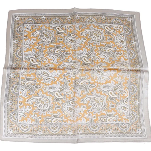 Men's Fashion Vintage Cashew Flower Silk Scarf Orange - Shop at LoveMi