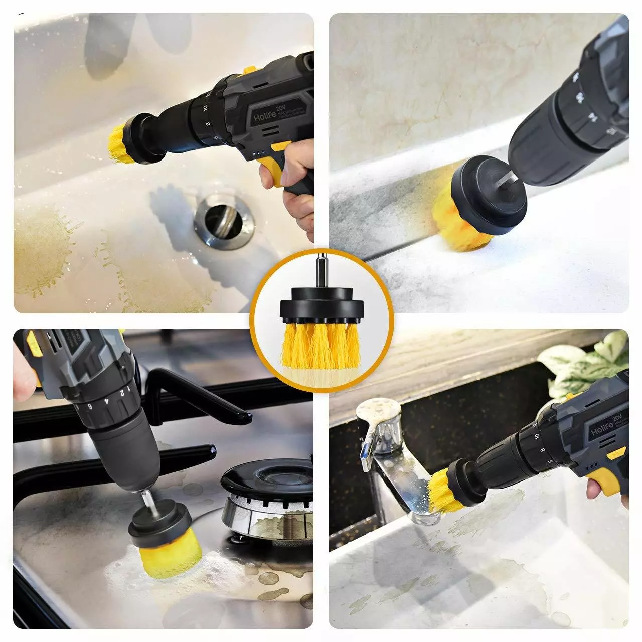 Scrubber Brushes Set Kit with Adapter. we ship only inside the US, USPS First Class Package 2 Day Handling , 2-5 Day Shipping. Scrub Brush Drill Attachment Kit - All Purpose Power Scrubber Brush Cleaner for Grout, Floor, Tub, Shower, Tile, Corners, Bathro