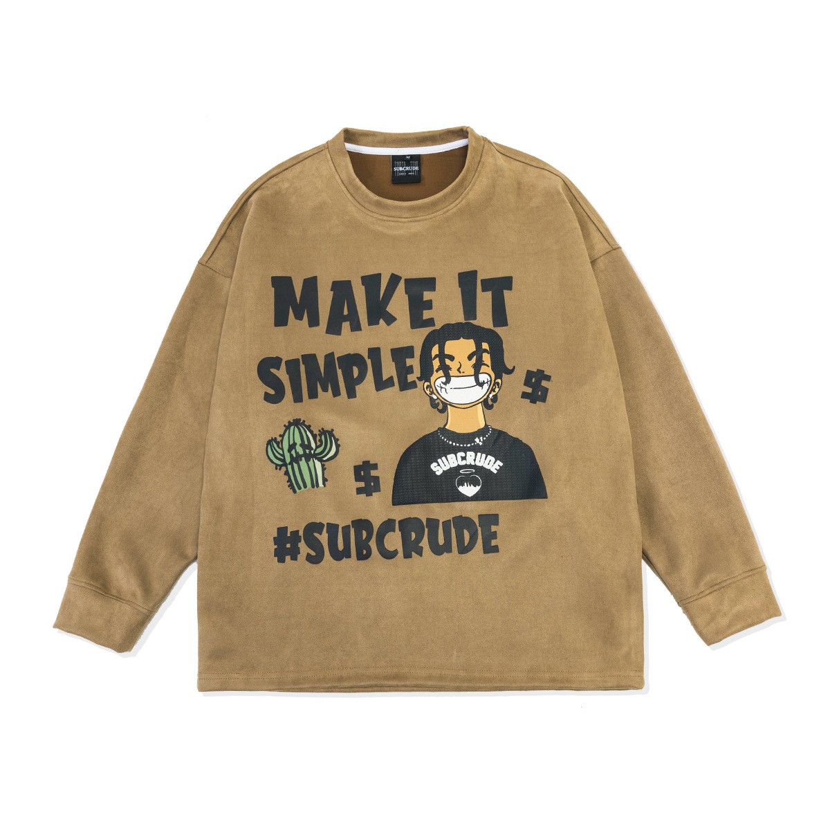 European And American Brand Retro Portrait Letter Printing Round Neck Long Sleeve