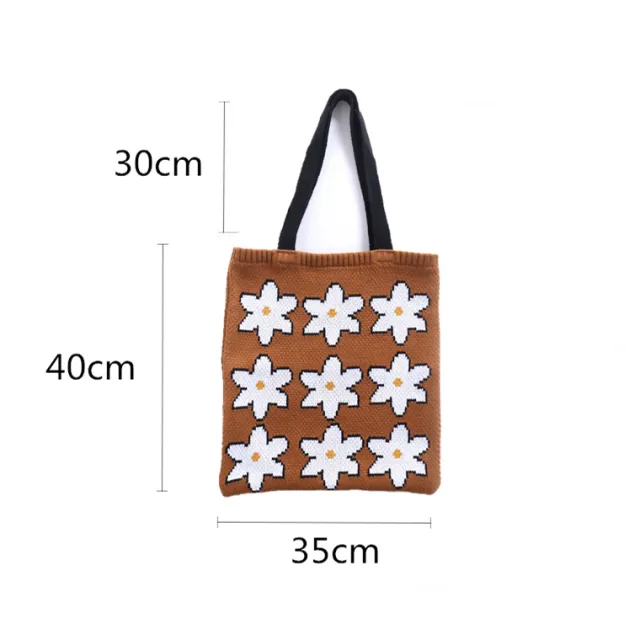 Women's Autumn And Winter Portable Shopping Bag Literary One shoulder Knitting Brown - Shop at LoveMi