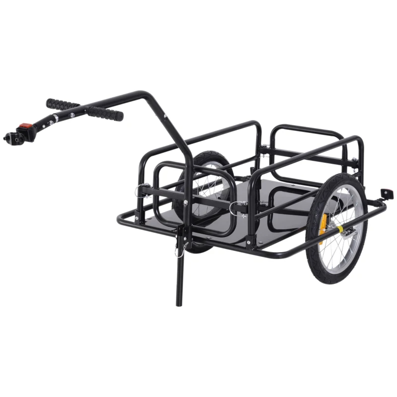 Foldable Bike Cargo Trailer Cart With Hitch, 88 Lbs. Capacity, Black