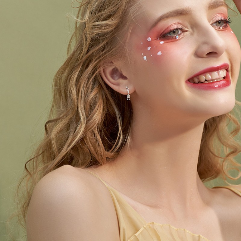 Artistic Small Guitar Cute Note S925 Sterling Silver Stud Earrings