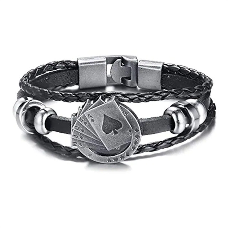 Title 8, Pulsera Multicapa para Hombre de Cuero Poker co...