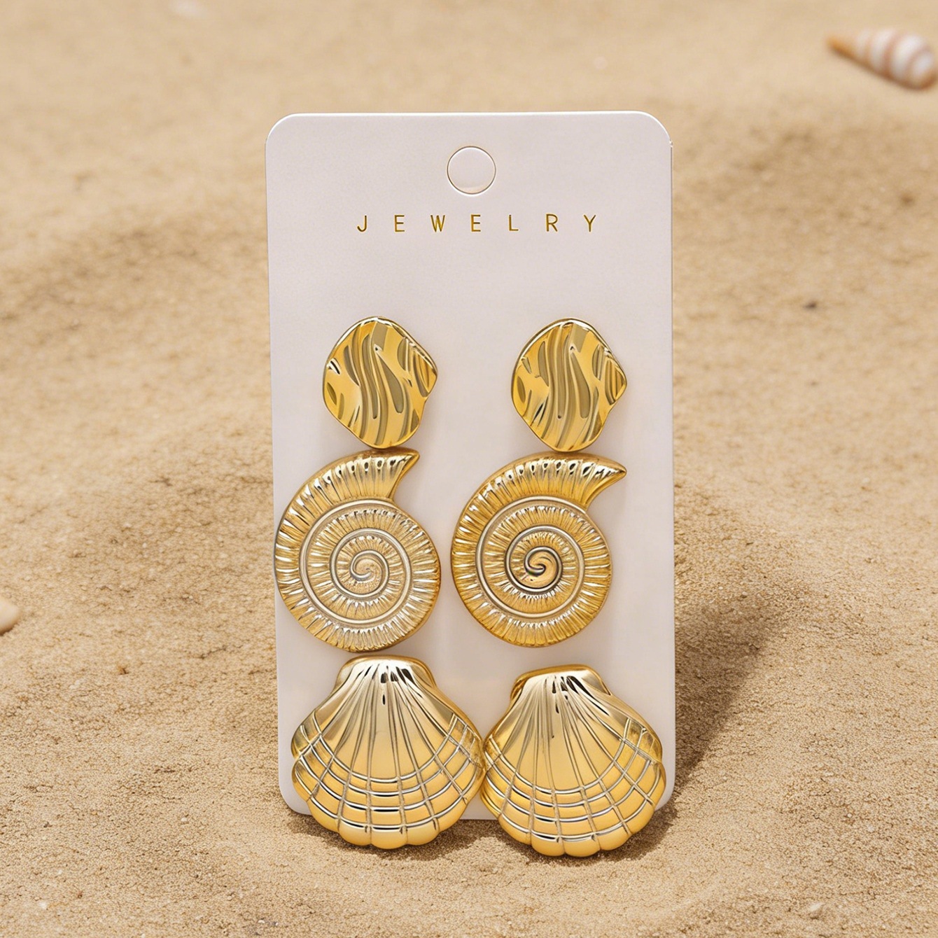 New Cross-border Elegant Women Stud Earring Set, Trendy Unique Design With Ocean Starfish & Shell Elements Ear Jewelry