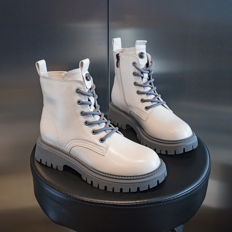 Simple Women's Thick-soled Mid-tube White Martin Boots