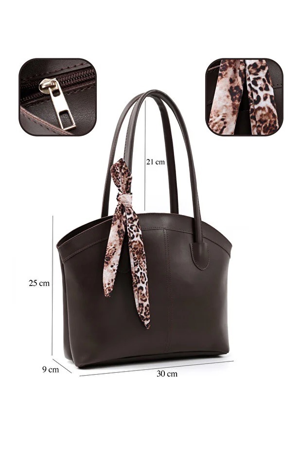 Faux Leather Zippered Shoulder Bag Single Compartment Gift Womens Hand Shoulder & Crossbody Bag Brown