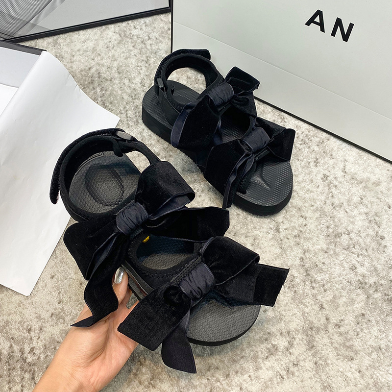 Title 8, Velcro Bow Platform Open Toe Beach Sandals