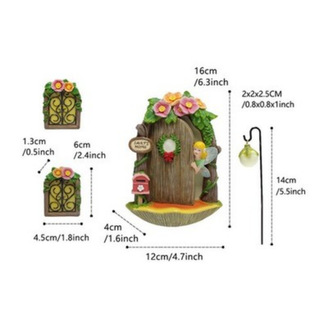 Resin Fairy Door And Windows Miniature Sculpture For Trees Outdoor Decor — foto 5