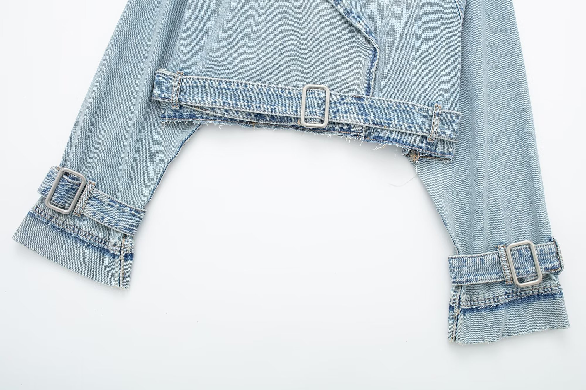 Title 4, Matching Belt Embellishment Denim Short Trench ...