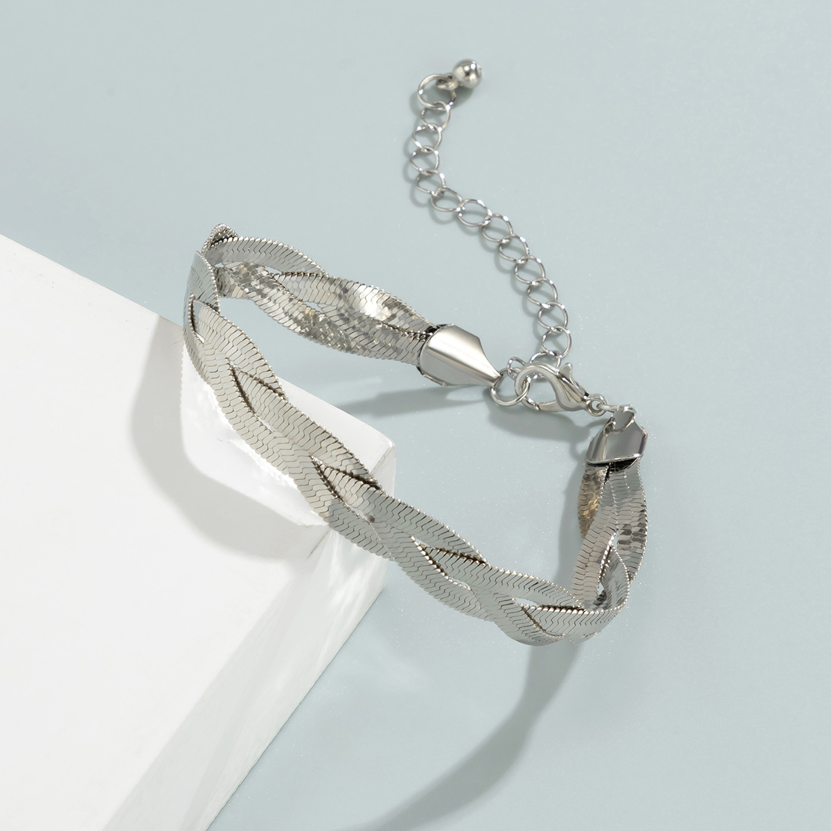 Cold Wind Flat Snake Bone Metal Chain Bracelet