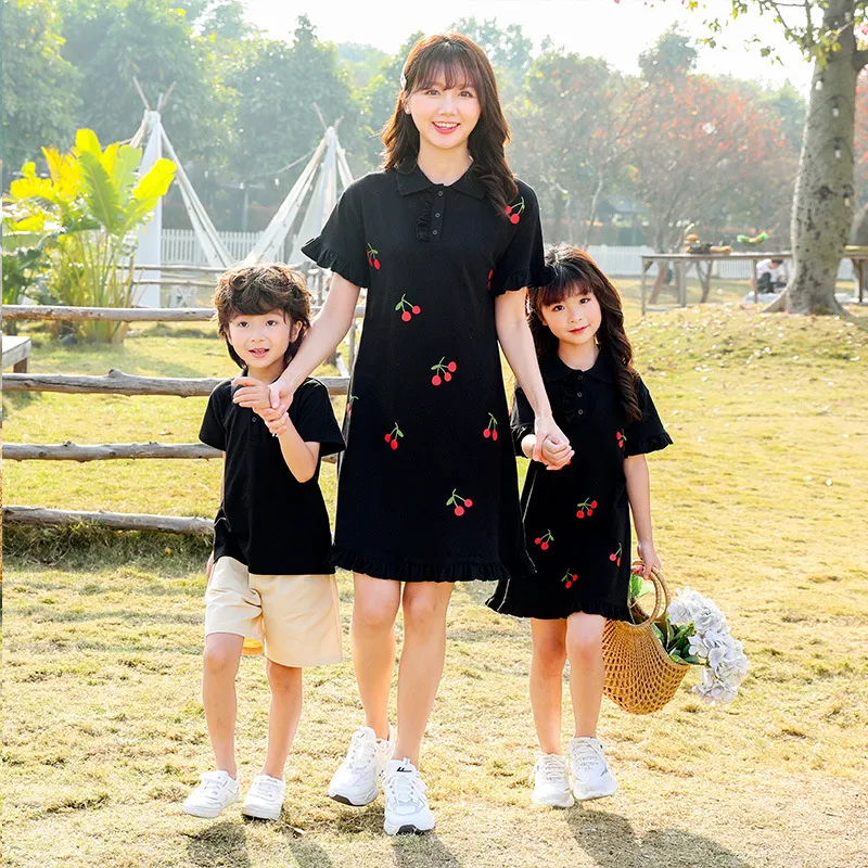 Net Celebrity Parent-child Wear New Summer Casual Family Wear Mother And Daughter Skirt Family Wear - Black
