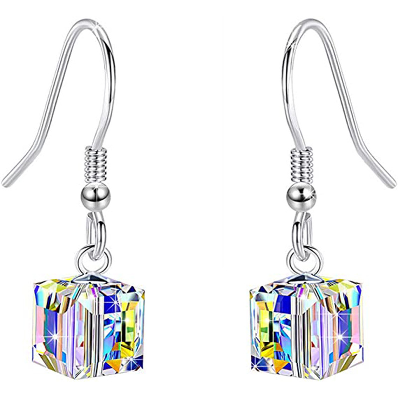 8mm Sugar Cube Crystal Bracelet Necklace Earring Set