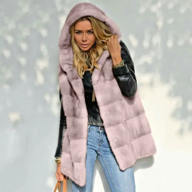 Autumn And Winter Solid Color Loose Plush Faux Fur Vest Pink - Shop at LoveMi