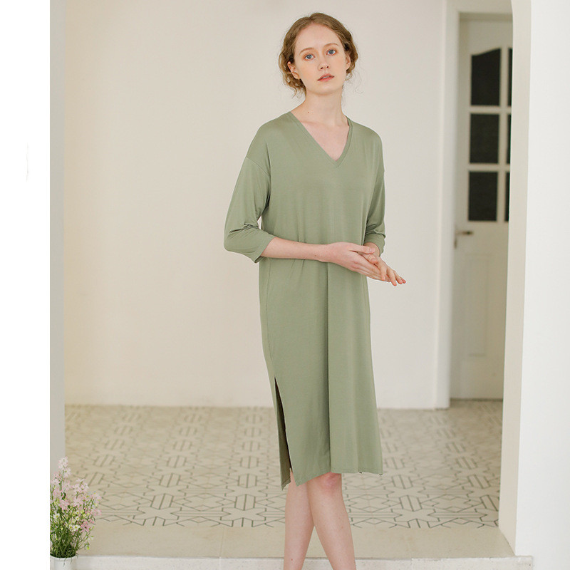 Title 1, Modal solid color short sleeve nightdress