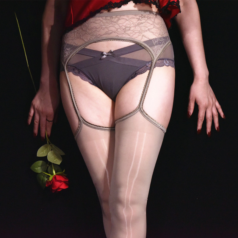 Women's Lace Suspender See Through Jumpsuit Crotch Free Grey - Shop at LoveMi