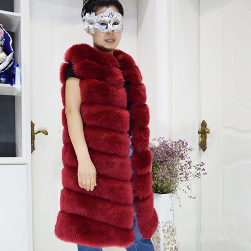 Women's Long Korean Style Trendy Fox Fur Coat