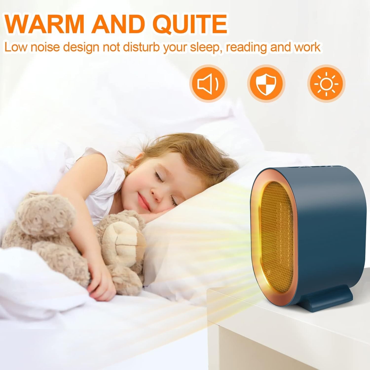 White 1200W Electric Space Heater Low Energy Ceramic Fast Heating Fan Portable — image 10