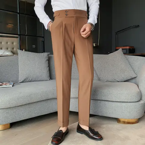 Men's Trousers New Slim Solid Color Small Straight