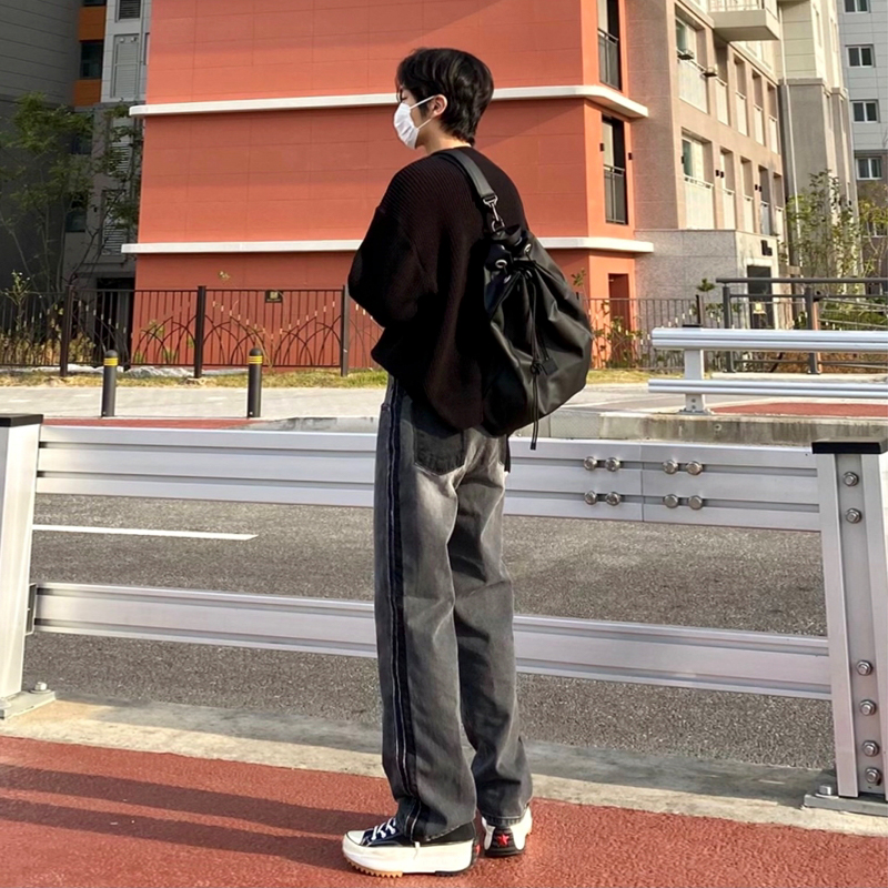 Black Jeans Men's Loose Straight Sleeve