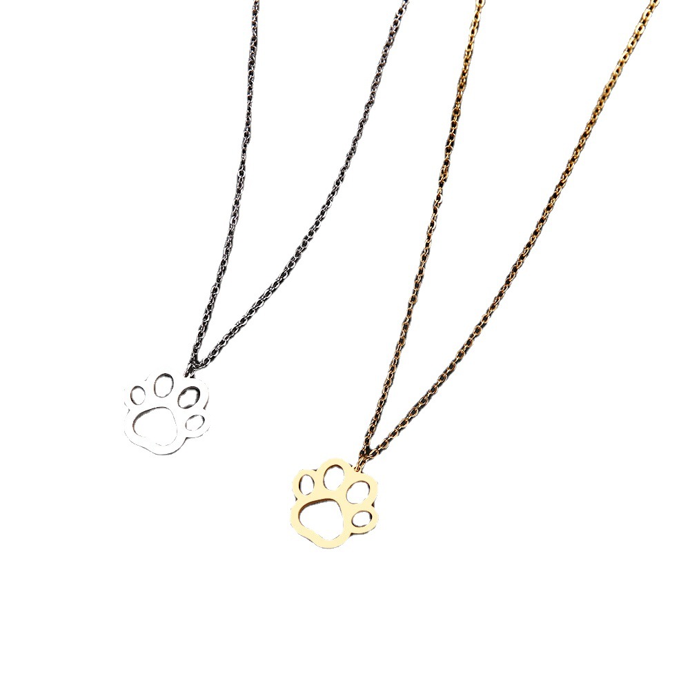 Titanium Steel Golden Cute Animal Footprints Dog's Paw